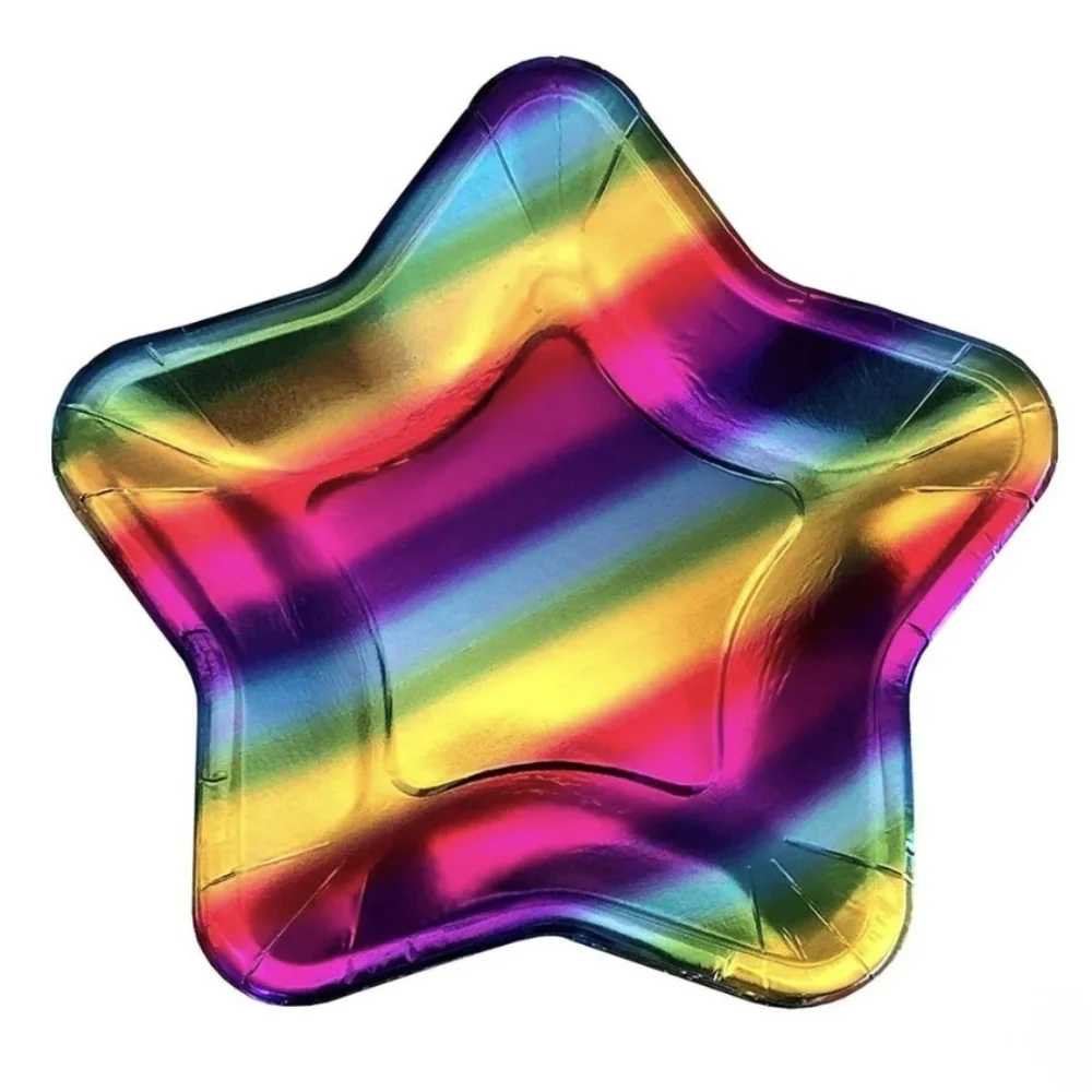 321 Party! Rainbow Star Shaped Party Plate 8 ct